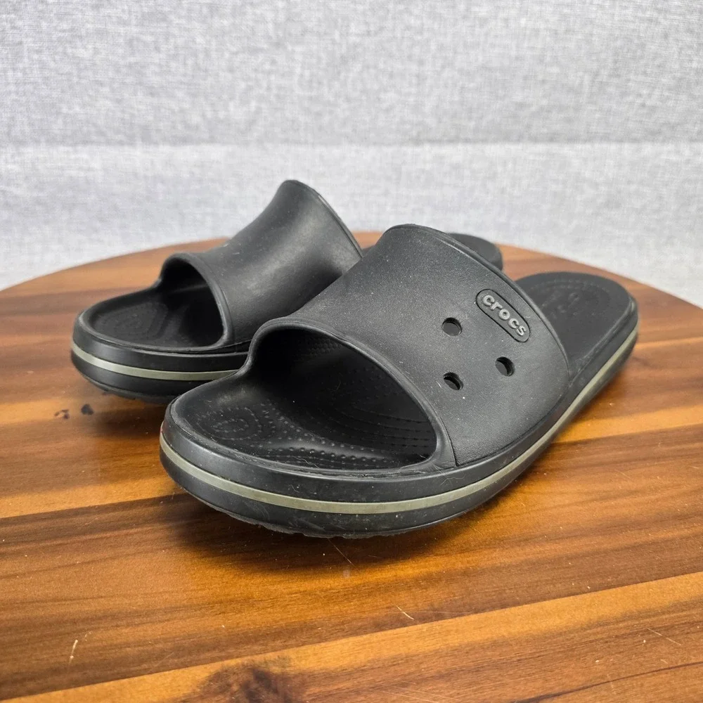 Crocs Crocband III Slide Sandals Mens 10 Womens 12 Black Graphite 205733 Slip On
